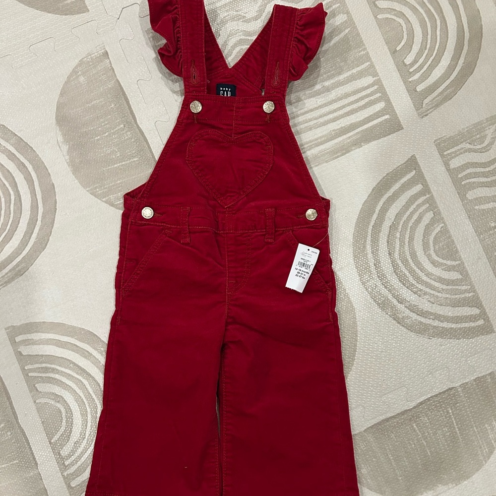 NWT red overalls with heart
